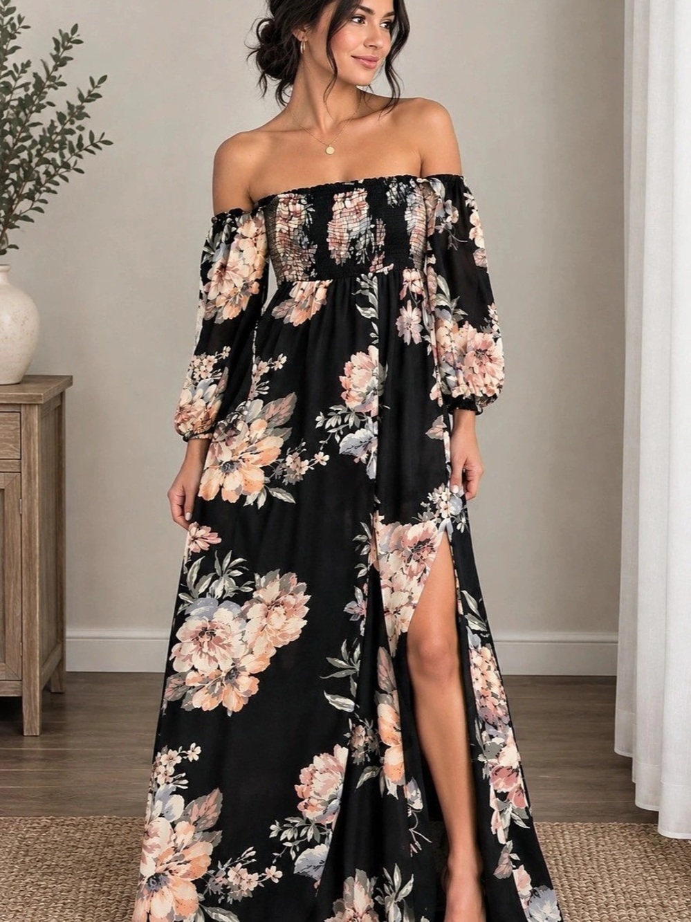 Forever 21 Floral Off-Shoulder Maxi Dress